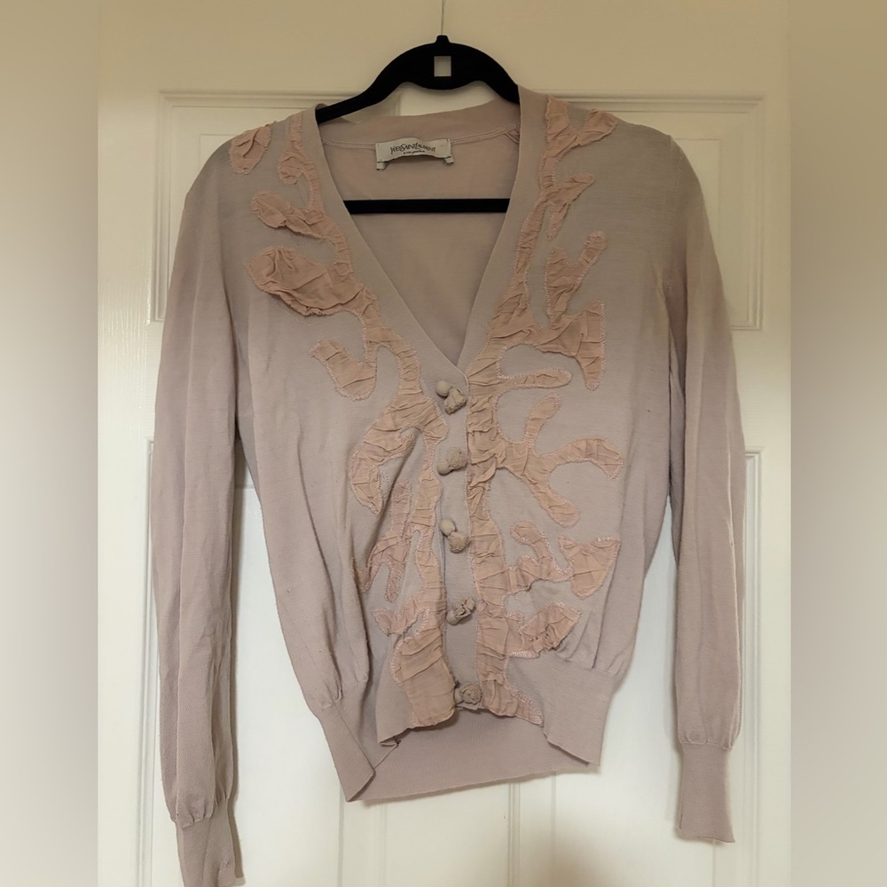 FINAL SALE - Yves Saint Laurent  Rive Gauche Light Pink Cardigan